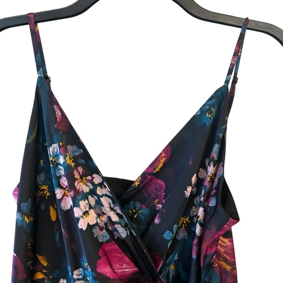 Express Fall Floral High Low Silk Satin Sexy Silhouette Dress Size Medium - Picture 5 of 12